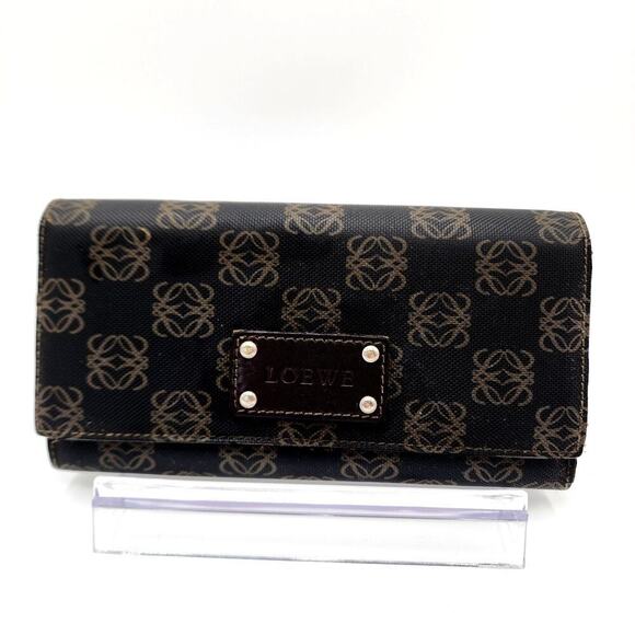 LOEWE Vintage Anagram Printed PVC Leather Long Wallet LOGO Purse - Picture 1 of 13